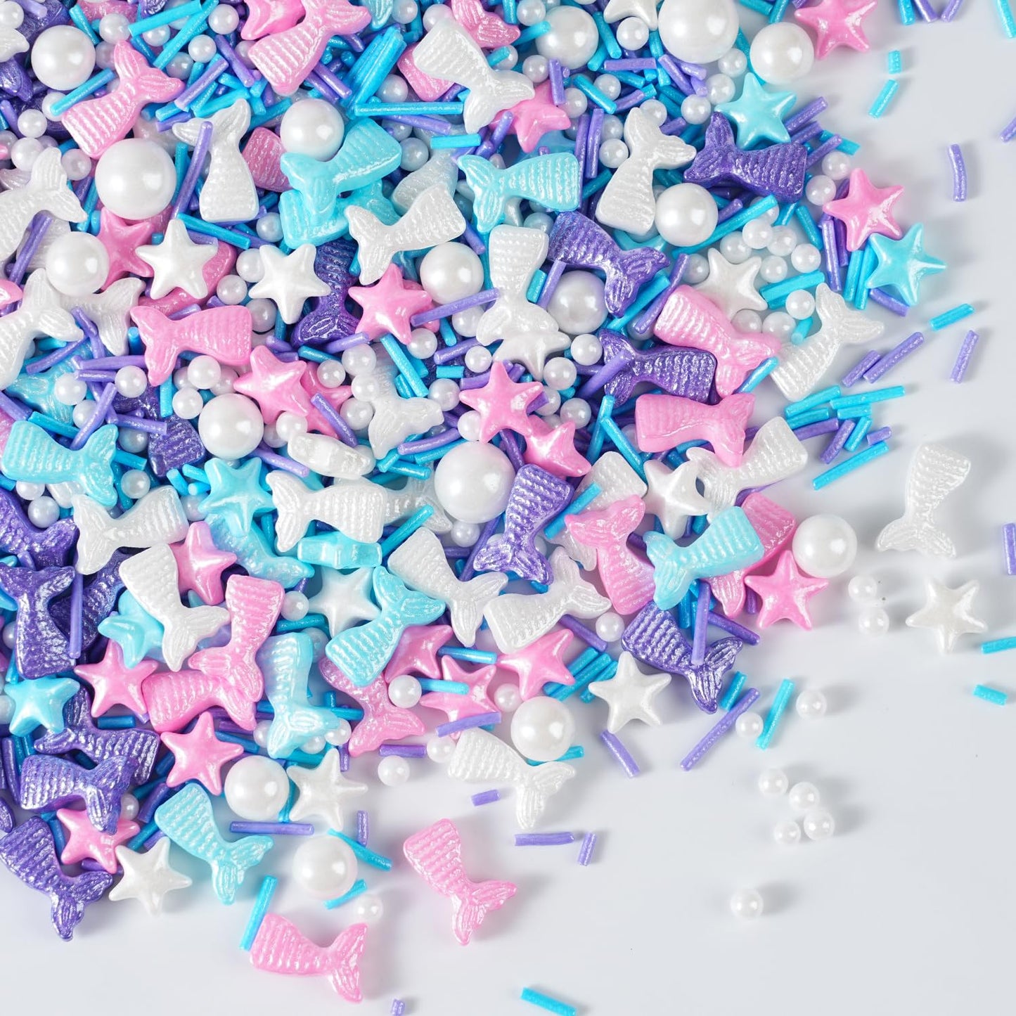 Cobakey Mermaid Sprinkles Mix – Edible Pearl & Star Sugar, 4.23 oz, Blue/Pink/Purple, Ocean & Unicorn Theme for Cake Decorating