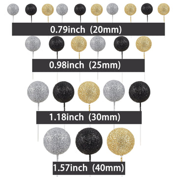 30Pcs Glitter Balls Cake Topper Mini Balloons Cupcake Topper Diy Cake Insert Topper Foam Cake Balls Baking Decoration For Baby S