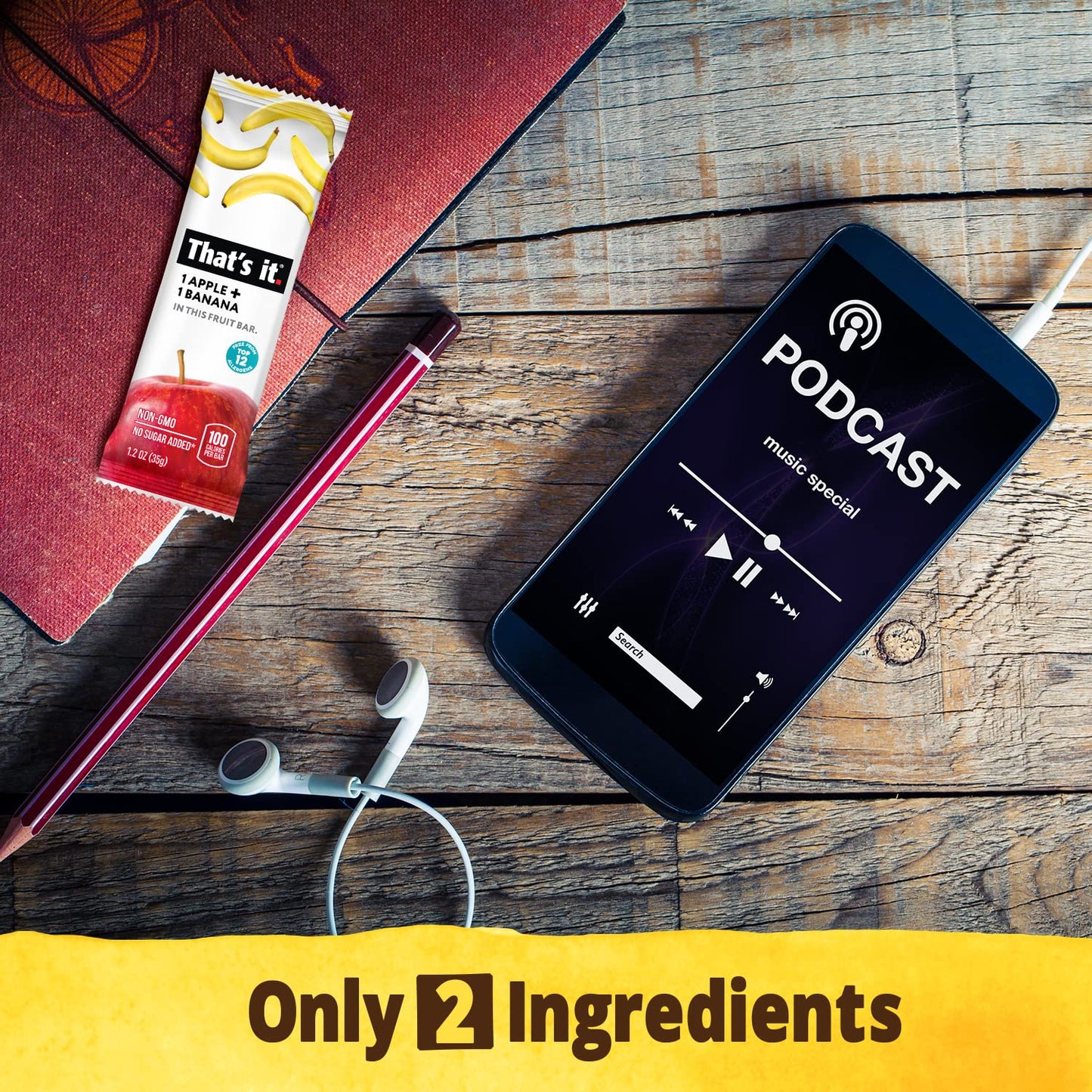 Thats it Apple + Banana 100% Natural Real Fruit Bar, Best High Fiber Vegan, Gluten Free Healthy Snack, Paleo for Children & Adu