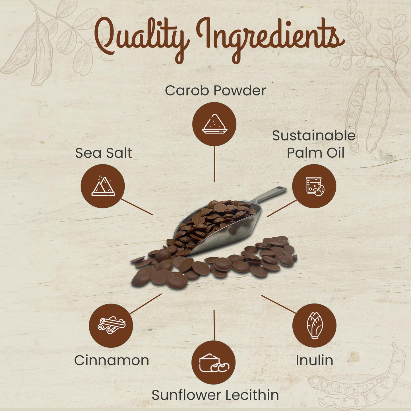 Missy Js Organic Unsweetened Carob Chips, Vegan, Gluten-Free, 8 oz, 3 Pack, Chocolate