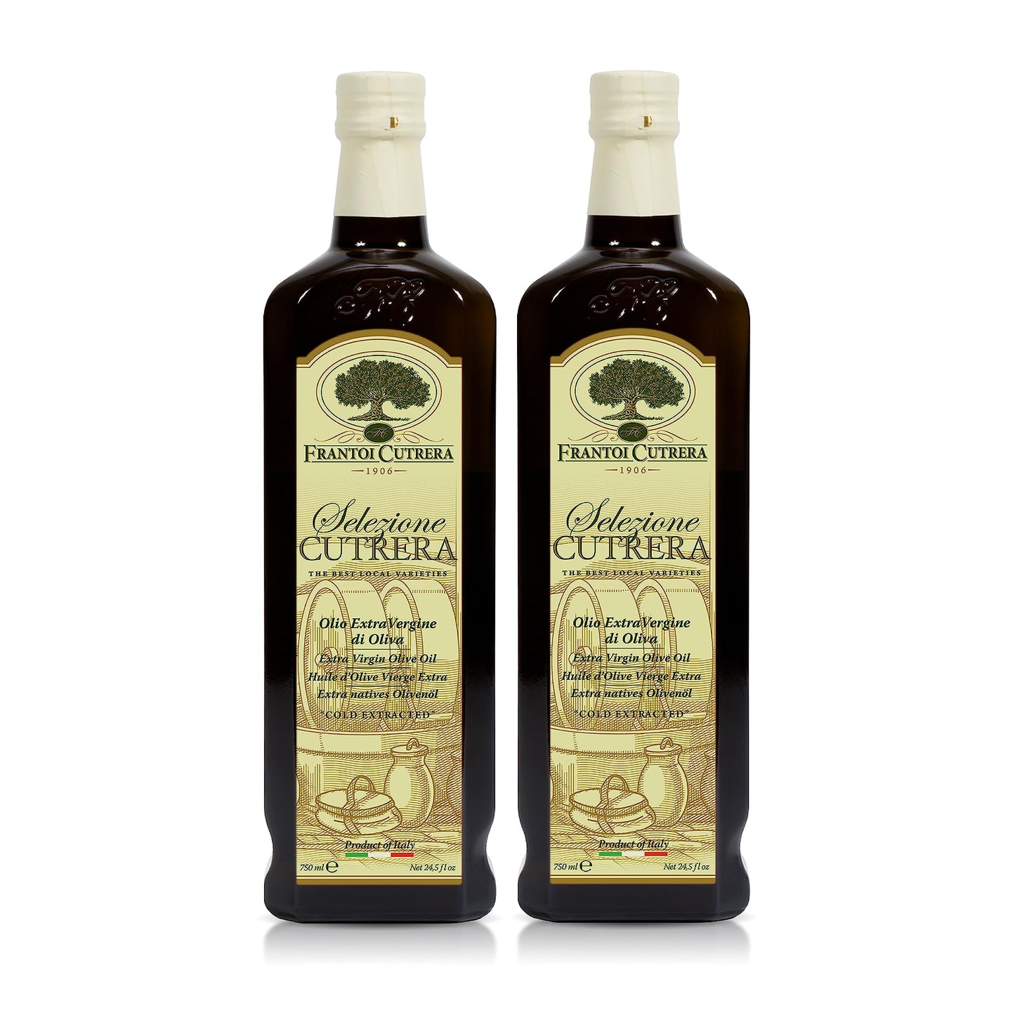Frantoi Cutrera Extra Virgin Olive Oil, Premium 2022/23, 24.5 Fl Oz (Pack of 2), Green Olive Oil, First Cold Pressed, High in