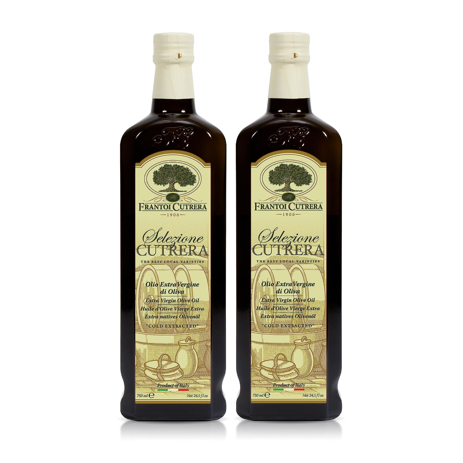 Frantoi Cutrera Extra Virgin Olive Oil, Premium 2022/23, 24.5 Fl Oz (Pack of 2), Green Olive Oil, First Cold Pressed, High in