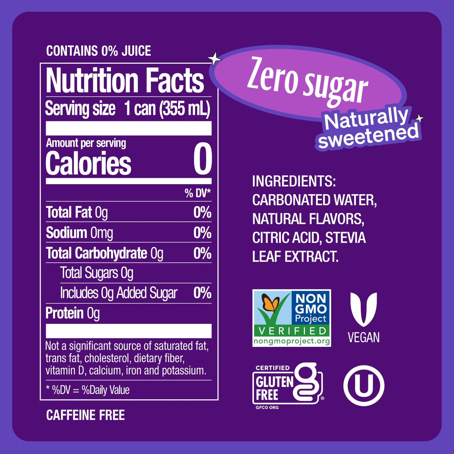 Zevia Zero Sugar Soda, Grape, 12 oz Cans (24-Pack) - Naturally Sweetened, Zero Calorie Sugar Free Soda - Non-GMO Project Verifie