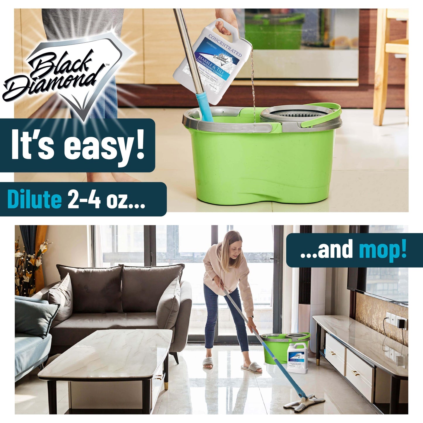 Black Diamond Stoneworks Marble & Tile Floor Cleaner. Great For Ceramic, Porcelain, Granite, Natural Stone, Vinyl And Brick. No-