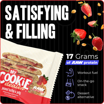 My Cookie Dealer Protein Cookies, Peanut Butter & Jelly (2.2Oz, Pack Of 6) - 17G Protein Per Cookie - Individually Wrapped Worko