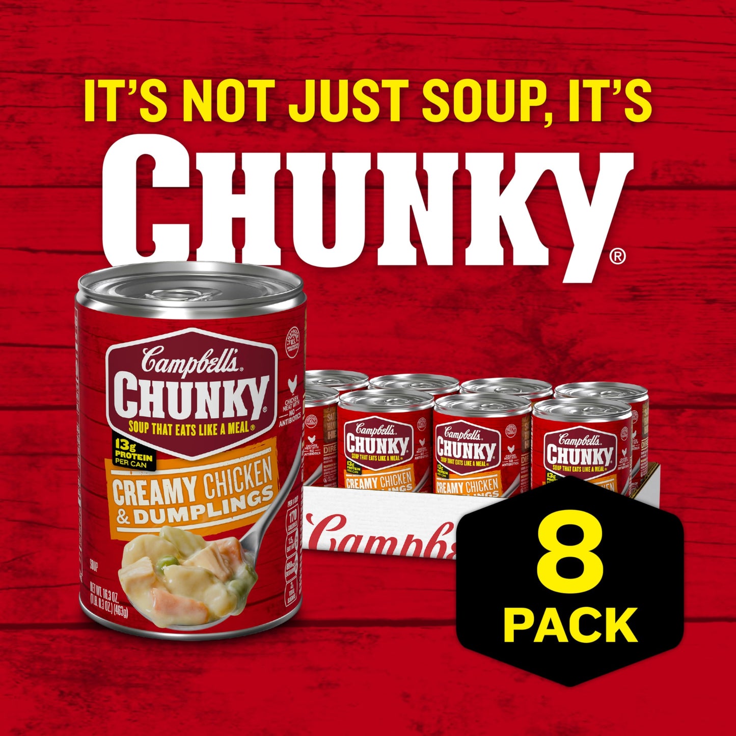 Campbell s Chunky Soup, Creamy Chicken and Dumplings Soup, 16.3 Oz Can (Case of 8)