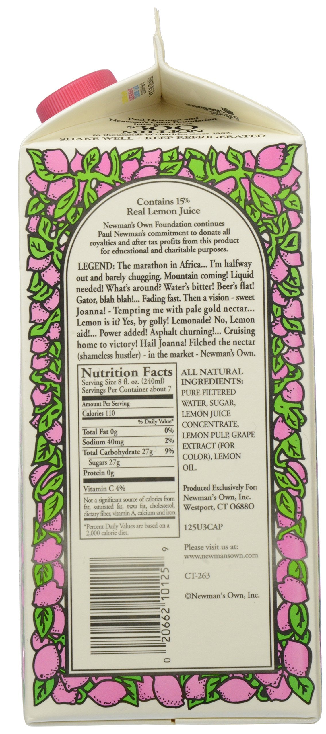 Newmans Own, Virgin Pink Lemonade, 59 oz