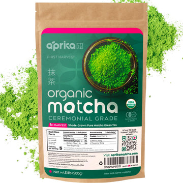 AprikaLife Premium Matcha Green Tea Powder - Organic Ceremonial Grade - 1.1 lbs - Japanese Origin