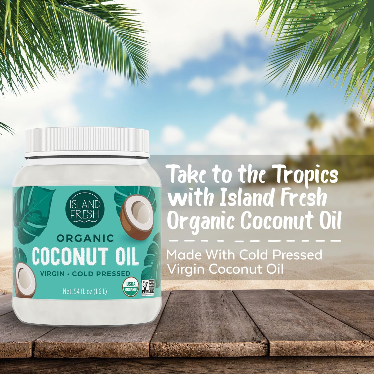 Island Fresh Organic Coconut Oil (54 Oz) - Organic Virgin Coconut Oil Great For Baking, Versatile Cooking Oil, Diy Hair Oil & Sk