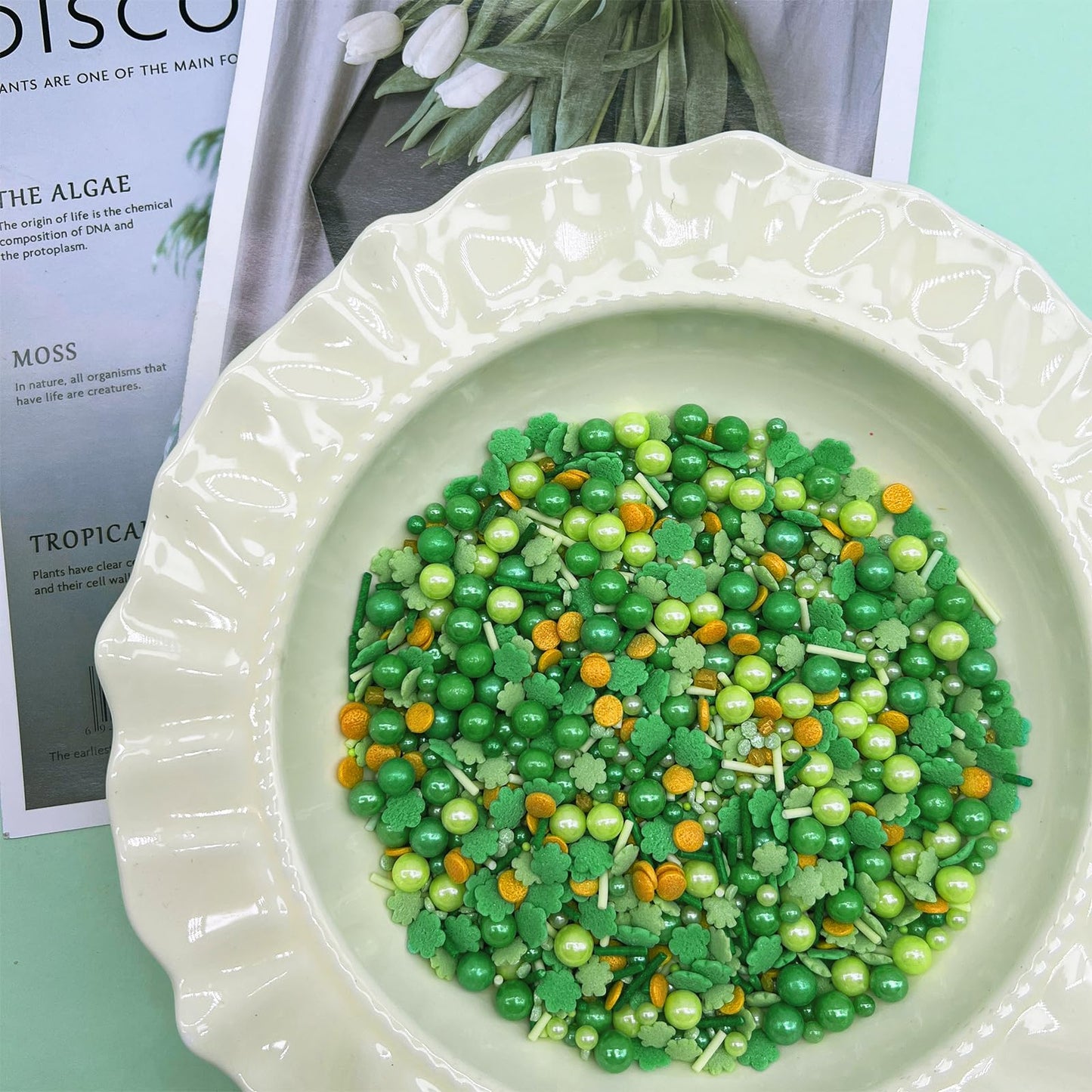 St Patrick'S Day Sprinkles, Green Sprinkles Mix, Shamrock Sprinkles For Cake Decorating, Edible Sprinkles For Baking, Ice Cream,