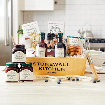 Stonewall Kitchen Berry Breakfast Gift Basket - 9 Piece Set in Wood Gift Box