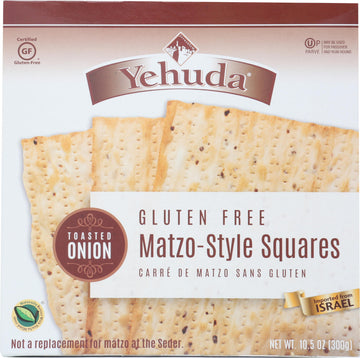 Yehuda Matzo Toasted Onion Matzo Squares, Gluten Free, 10.5 oz