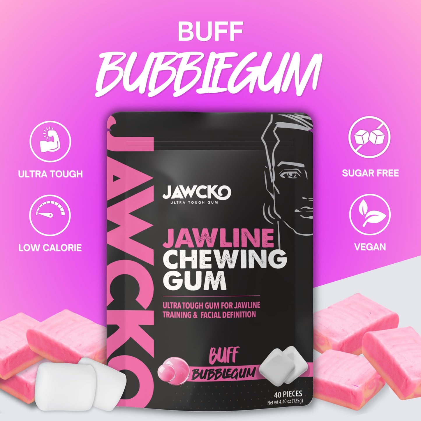 JAWCKO Ultra-tough Jawline Chewing Gum Variety 6-Pack | Get a Stronger  Squarer Jawline | 15X Hardness | Jaw Training Hard Gum | Chisel  Sculpt  Tone your Jaw | Facial Fitness Mewing Gum | 6X Flavors