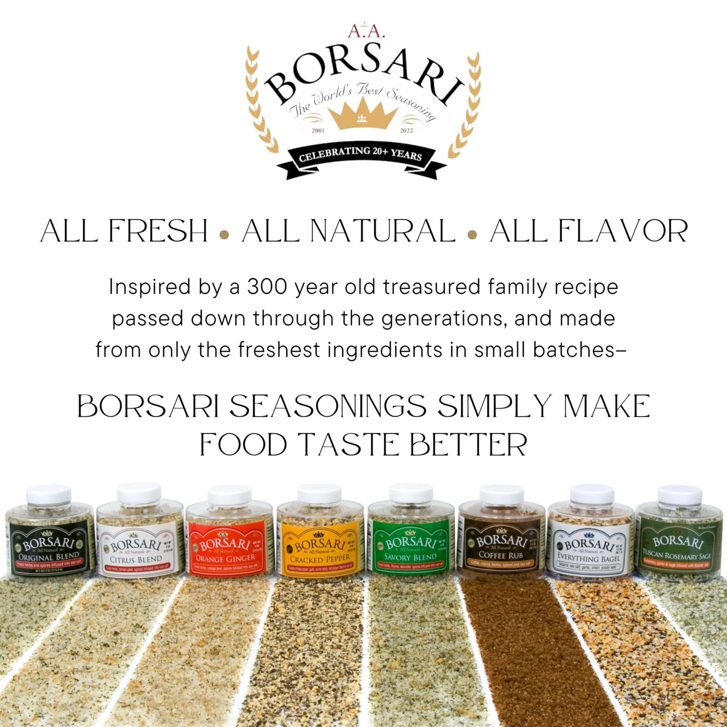 Borsari Seasoned Salt 2-Shaker Gift Set - Everything Bagel Seasoning Blend - Gluten Free Gourmet Seasonings For Steak, Fish, Pou