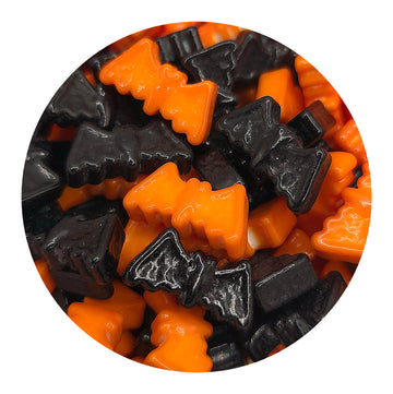 Ncs Orange And Black Bats Edible Candy Toppers, 8 Ounces - Great For Cupcakes, Cookies, Cakes, Cake Pops, And Party Tables