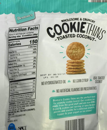 Benton'S Wholesome And Crunchy Cookie Thins Chocolate Chip And Coconut