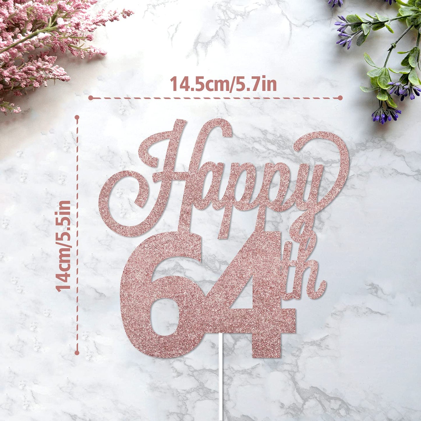 Lingteer Happy 64Th Birthday Cake Topper - Cheers To 64Th Birthday 64 Years Old Birthday Party Cake Decorations Sign.