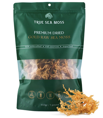 TrueSeaMoss Sea Moss Raw Gold - Organic Irish Sea Moss Gel - 16oz (Makes 200 oz) - Wildcrafted for Skin and Digestion - 1 Pound