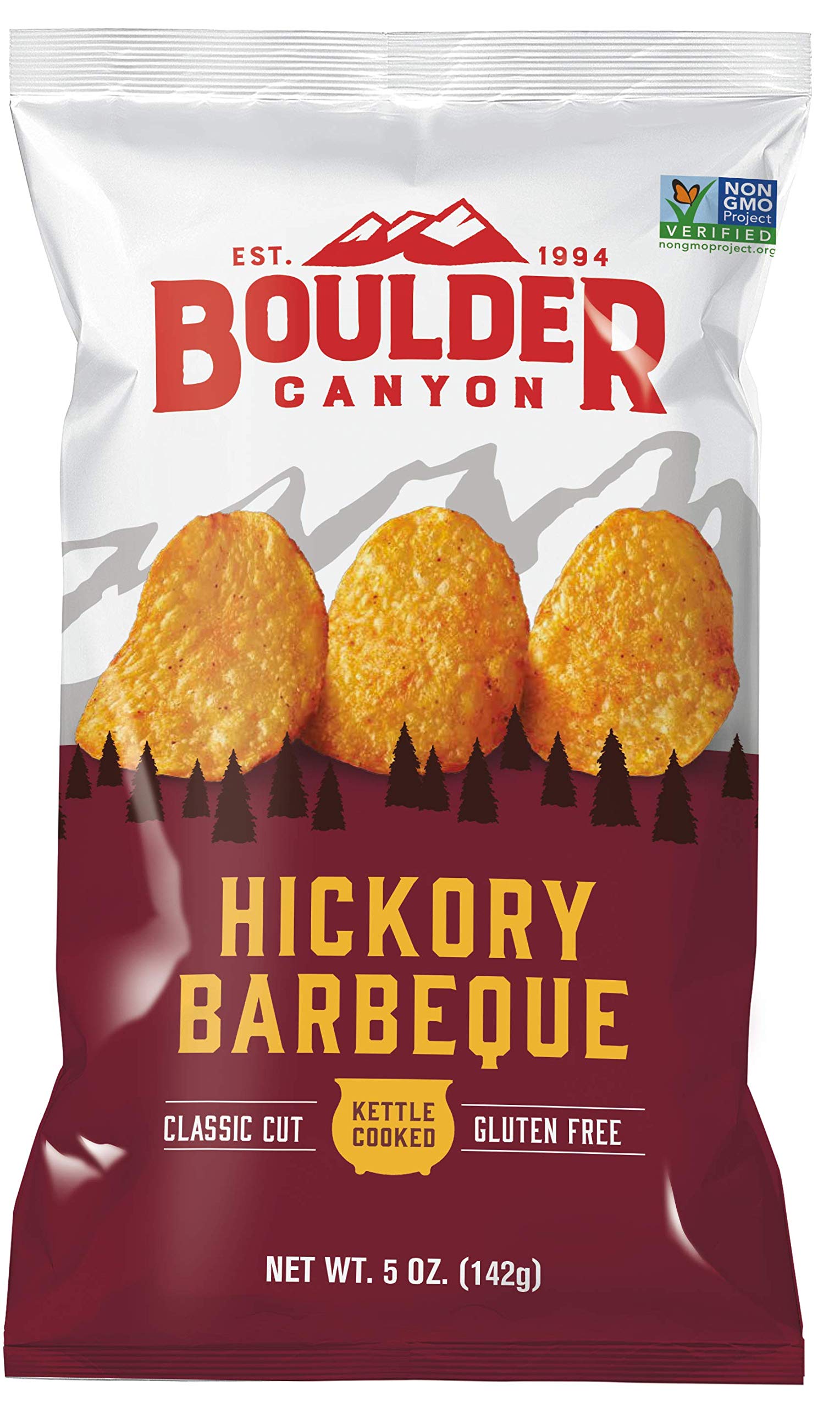 Boulder Canyon Hickory BBQ Potato Chips, 5 Ounce, Pack of 12, Model 210683