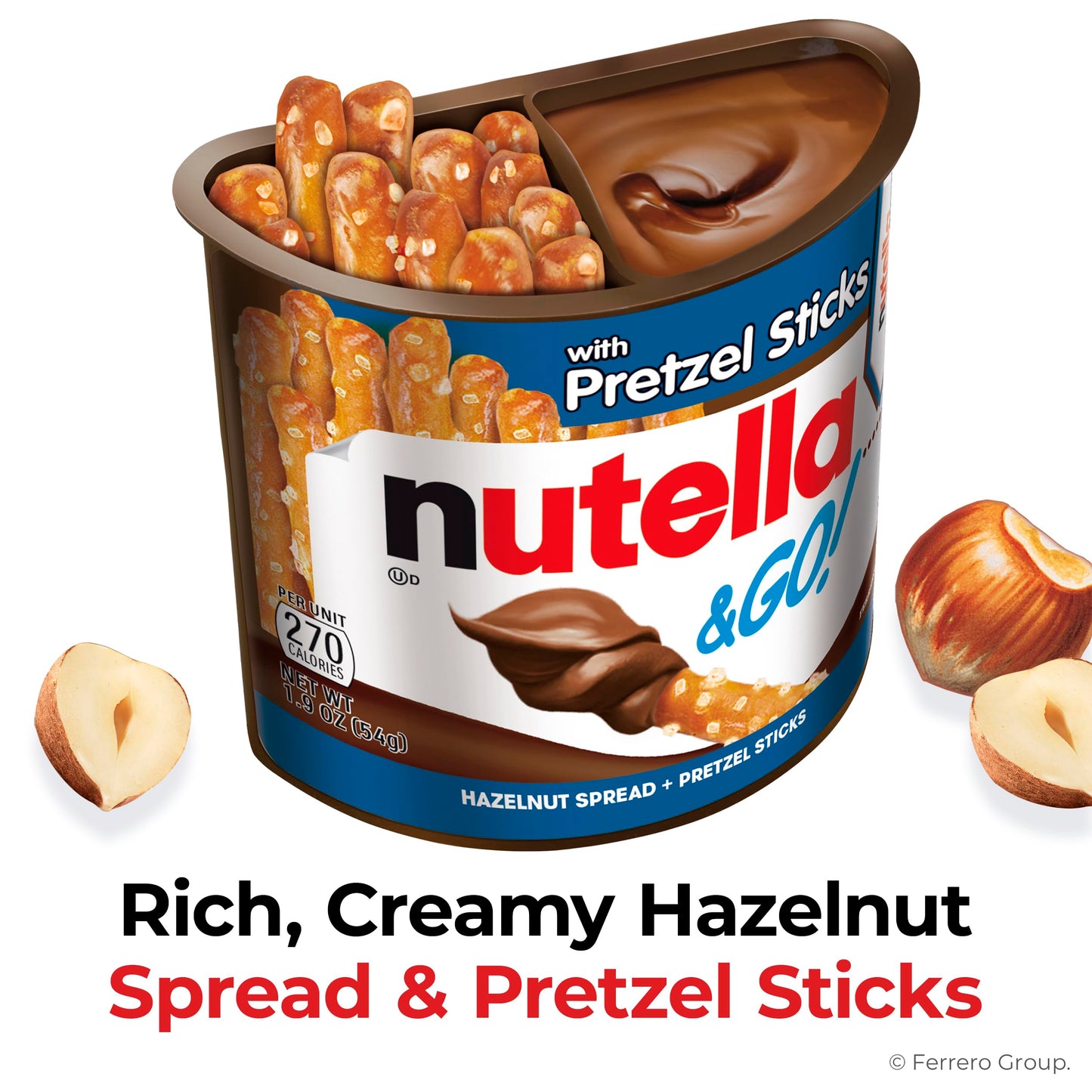 Nutella & GO! Chocolate Hazelnut Spread with Cocoa + Pretzel Sticks  10 Snack Packs  1.9 oz Each