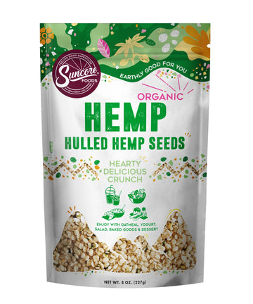 Suncore Foods Organic Hemp Seeds, Gluten-Free, Non-GMO, 8oz (1 Pack)