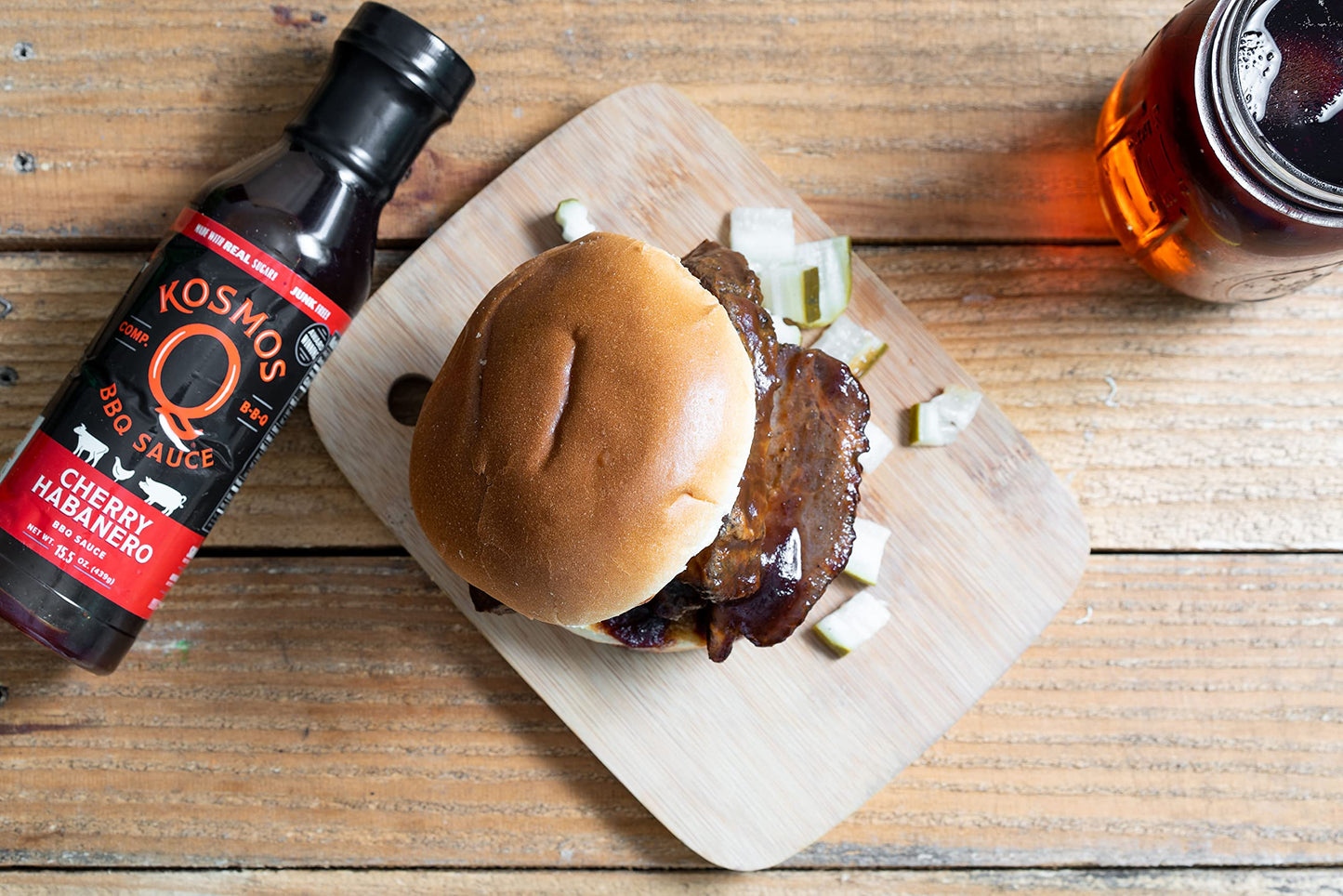 Kosmos Q Cherry Habanero BBQ Sauce - 15.5 Oz Bottle for BBQ & Marinades w/ Sweet and Spicy Flavor - Thick Barbecue Sauce for Ten