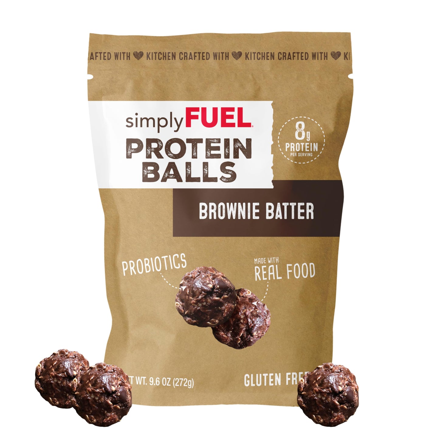 Simplyfuel Whole Food Protein Balls With Probiotics - Brownie Batter Protein Snacks - 8G Protein Snack - Gluten Free Energy Ball