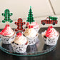 Ercadio 24 Pack Christmas Trees Cupcake Toppers, Paper, Merry Christmas Theme, Holiday Decorations, D-car Tree