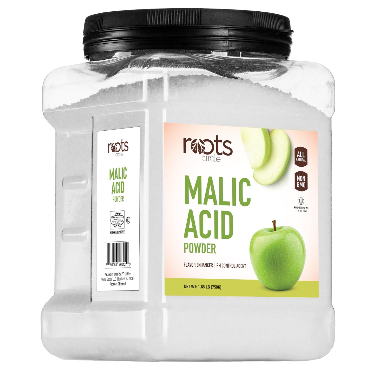 Roots Circle Malic Acid Powder - Bulk 1 Pack Of 26.45 Oz | Premium Food Grade, Gluten-Free, Non-Gmo Ideal For Flavor Enhancer, W