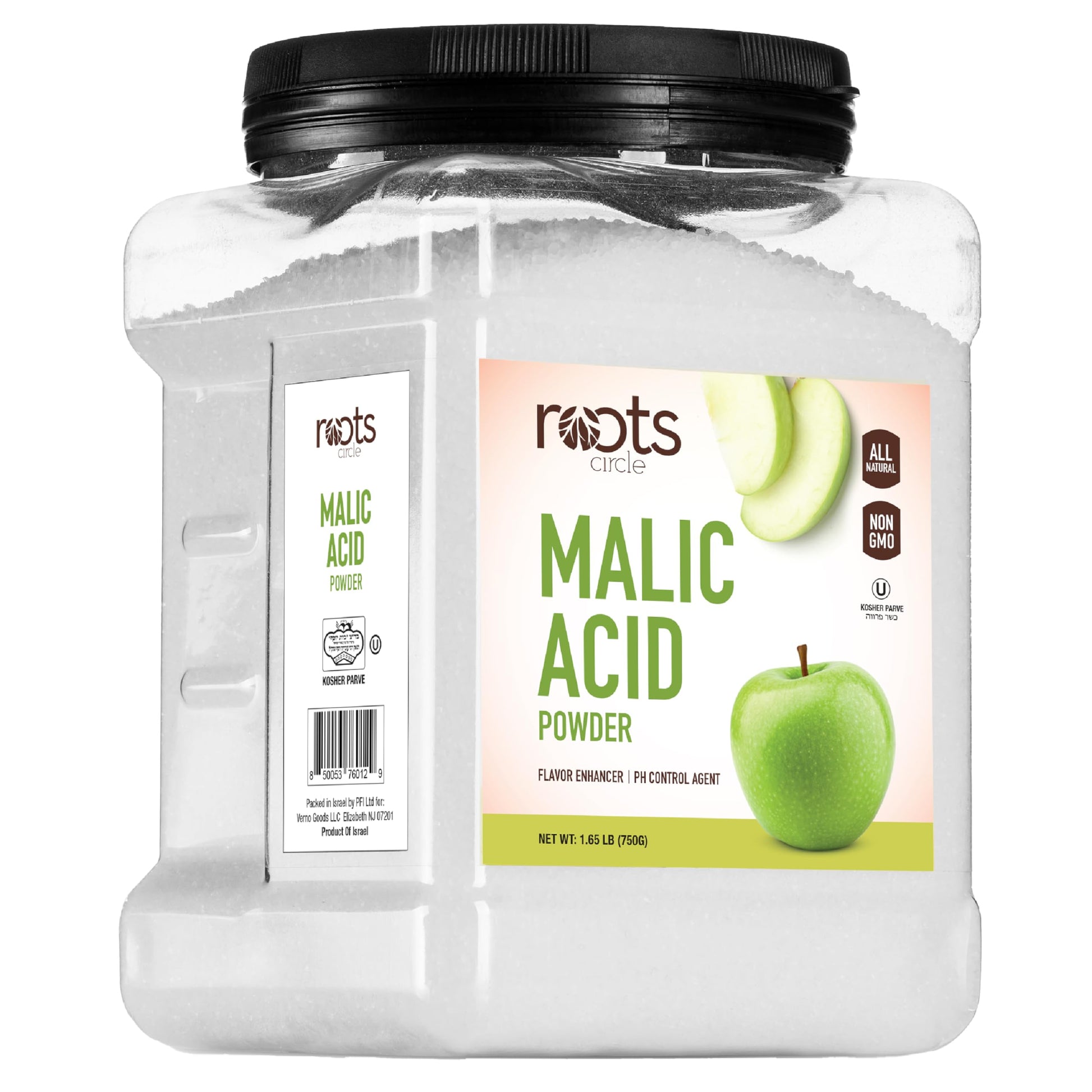 Roots Circle Malic Acid Powder - Bulk 1 Pack Of 26.45 Oz | Premium Food Grade, Gluten-Free, Non-Gmo Ideal For Flavor Enhancer, W
