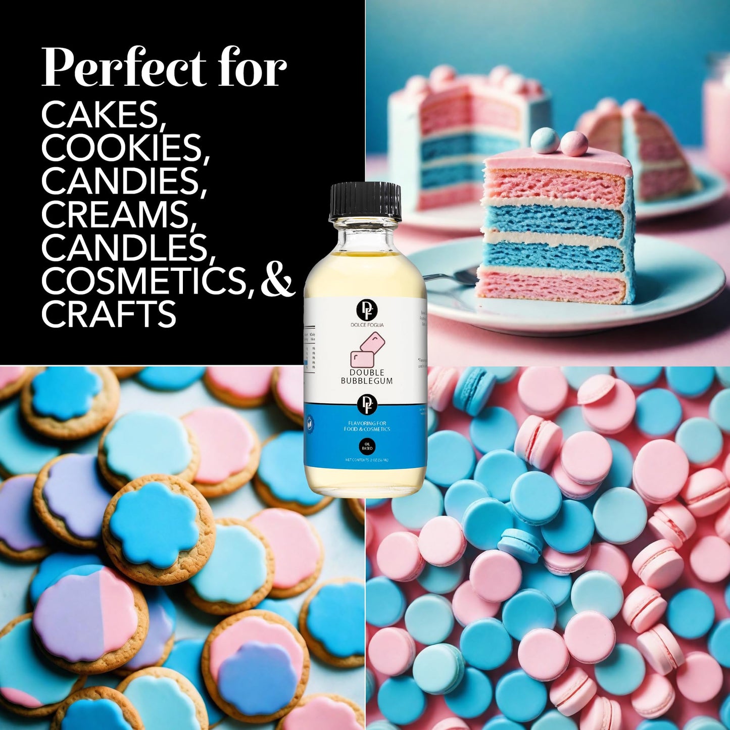 Dolce Flav Bubble Gum Extract Oil - Sugar-Free, Zero Calories - 2 Oz. Multipurpose Flavoring for Candy, Lip Balm, Ice Cream