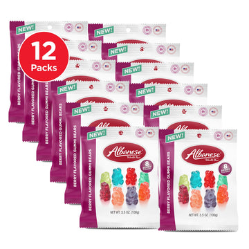 Albanese World's Best Berry Flavored Gummi Bears, 3.5oz Bags of Candy, Individually Wrapped Pack of 12