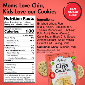 Audreys Chia Cookies - (Almond, 4 Pack), Natural, Antioxidants, Omega-3s, Non-GMO