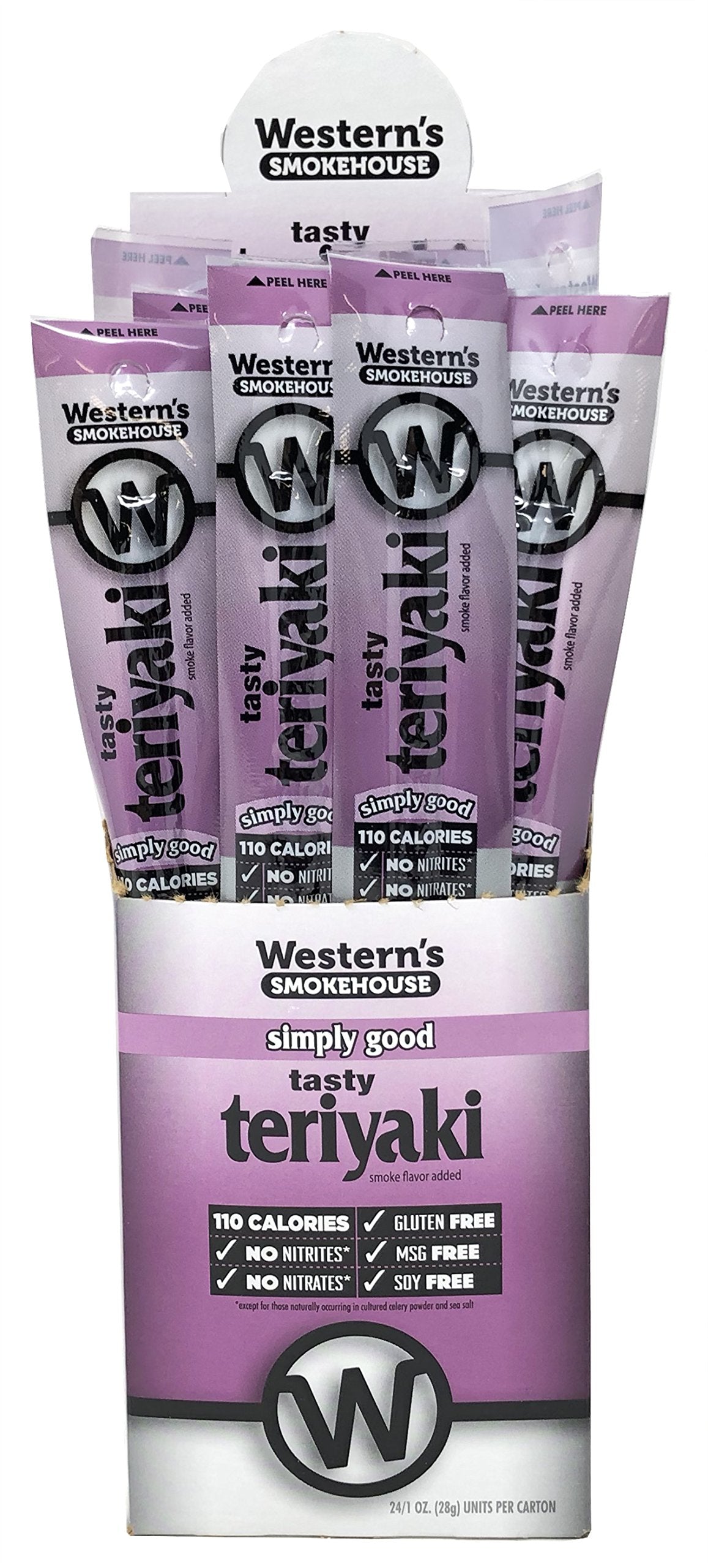 Westerns Smokehouse Teriyaki Meat Sticks - Gluten-Free, MSG-Free, Nitrate-Free - 24 Pack (1 Ounce Each)