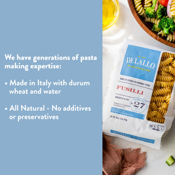 Delallo Fusilli Pasta, 1 Pound Bag, 4 Pack, Twisted Shape, Corkscrew Pasta, Made In Italy, Cooks In 11 Minutes, Made With Durum