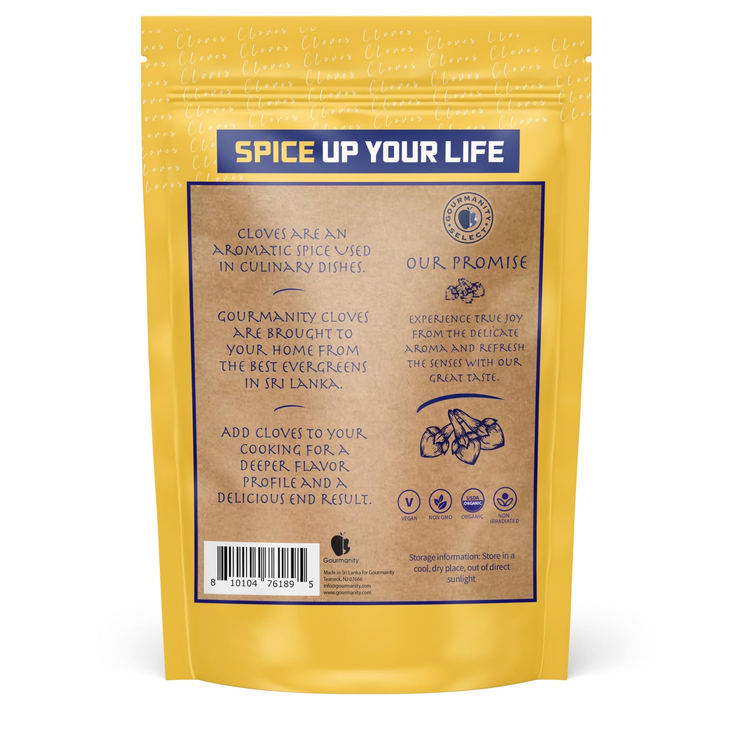 Gourmanity Select Organic Whole Cloves, Hand Picked in Sri Lanka for a Distinct Ceylon Aroma and Taste, Non GMO, Non Irradiated,