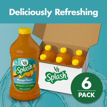 V8 Splash Mango Peach Juice Beverage, 64 fl oz Bottle, Pack of 6