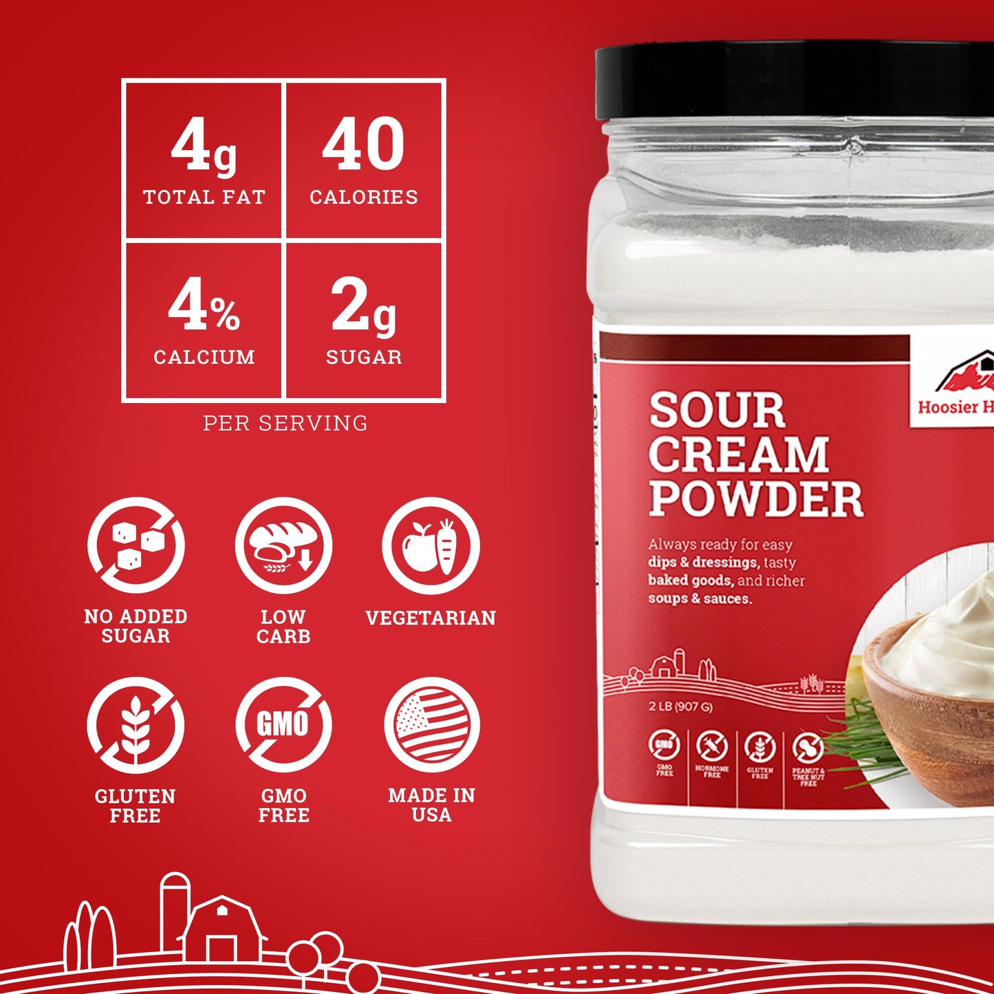 Hoosier Hill Farm Sour Cream Powder, 2LB (Pack of 1)