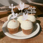 YCTHUNFISH 24 Pack Cupcake Toppers with Glitter Cross and Angel, Silver, Small, for Baptism, Baby Shower, Kids Birthday, Christmas Party