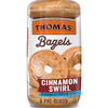 Thomas Cinnamon Swirl Bagels  6 count  (3.33 oz each)  10g Protein  Kosher Cinnamon Bagels  20 oz Bag