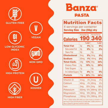Banza Shells Pasta From Chickpeas - Gluten Free, High Protein, And Lower Carb Protein Shells Chickpea Pasta - 8Oz