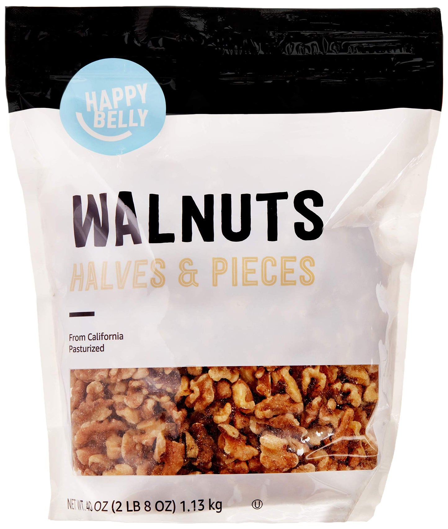 Happy Belly California Walnuts Halves and Pieces, 40 Ounce Pack