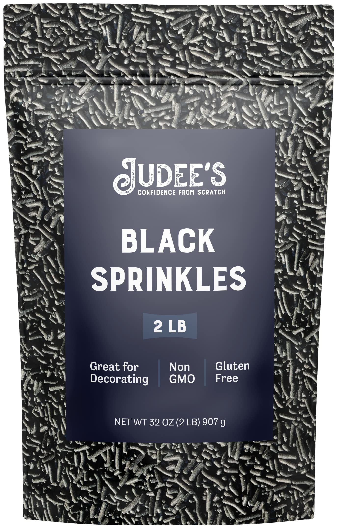Judees Gluten Free Black Sprinkles - 2 lb - Gluten-Free, Nut-Free, Perfect for Cakes and Ice Cream Toppings