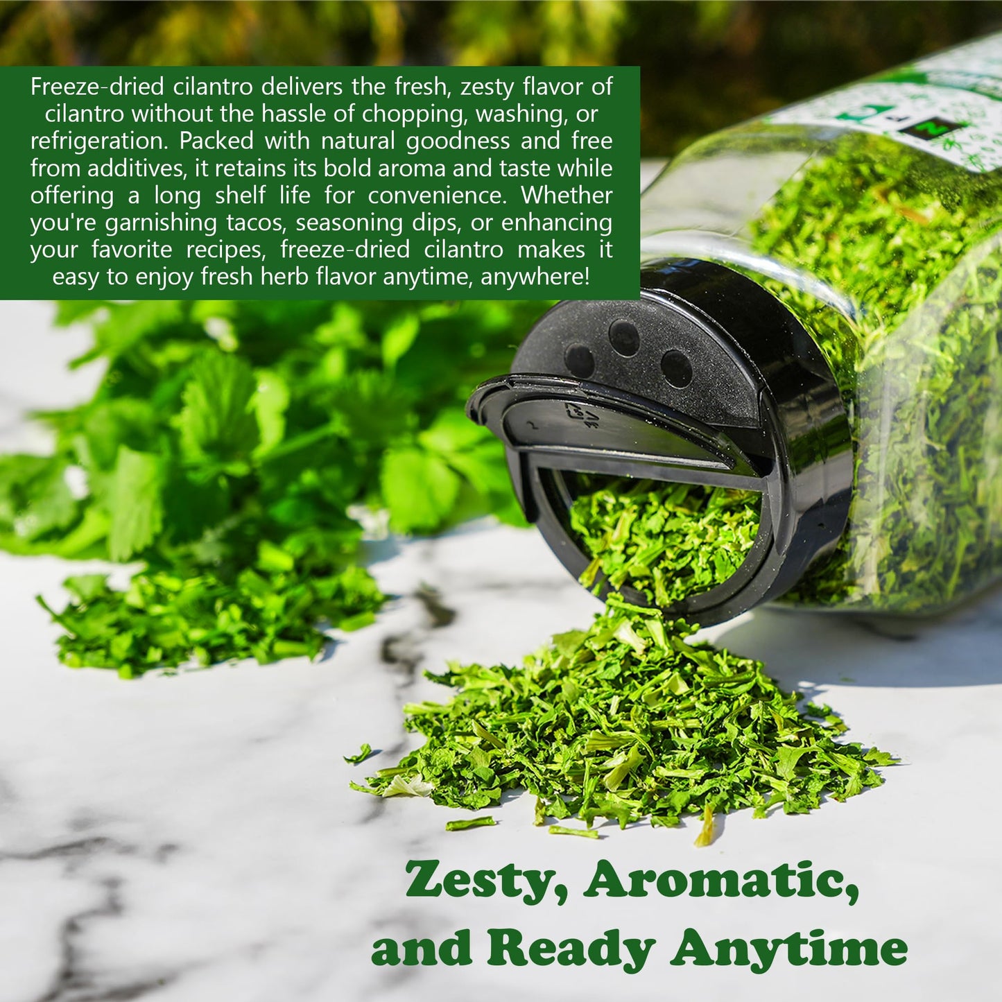 Npg Freeze-Dried Cilantro Leaves 3 Oz, Fresh Dehydrated Coriander Flakes, Dhania Leaves, Lime Seasoning, Mexican Spices, Perfect
