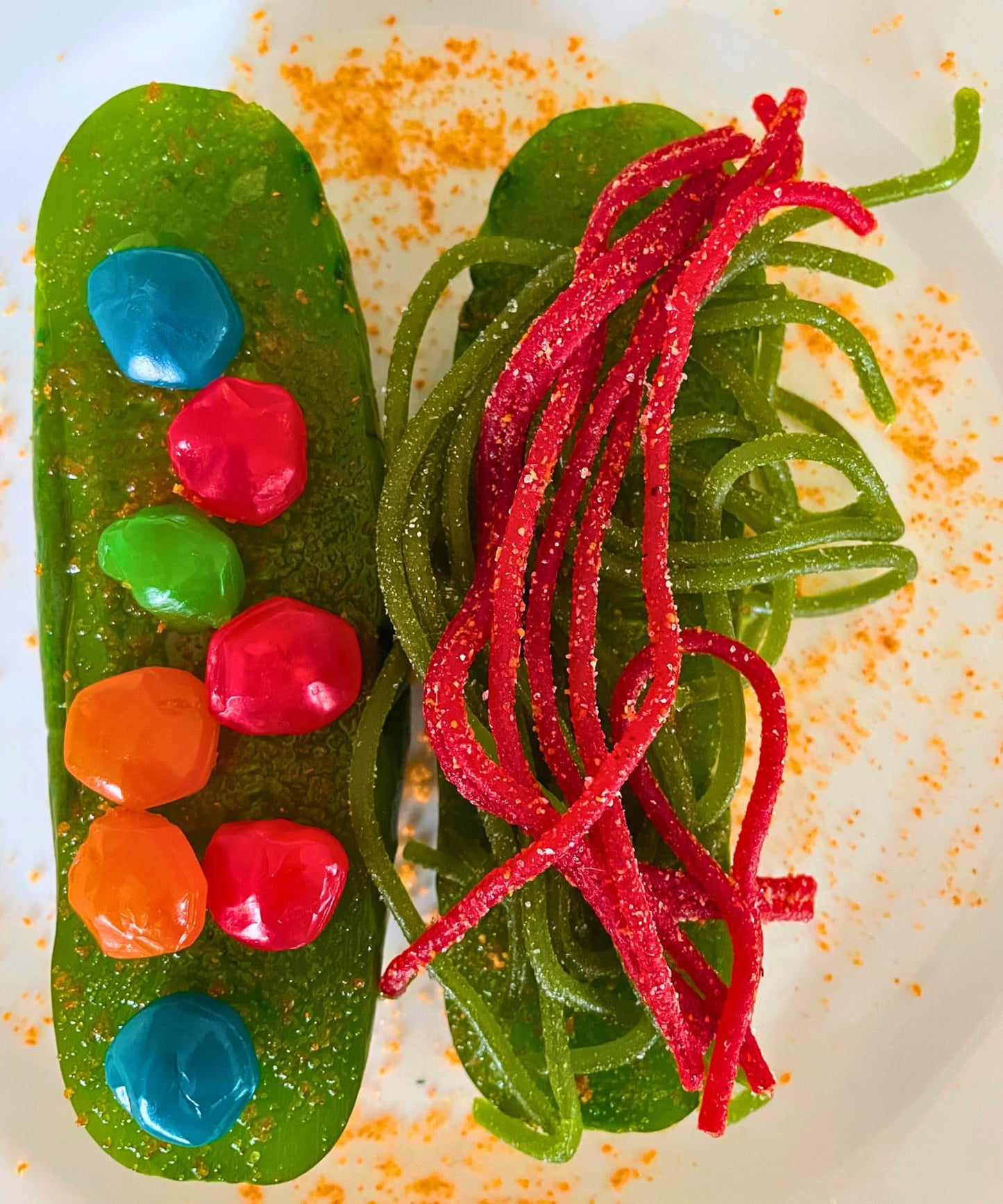 Blue Raspberry Pickle Kit W/ Hot Lime Pickle, 17 Pcs-With Mexican Candy : Lucas Gusano Chamoy, Skwinkles, Fruit Rollup, Fruit By