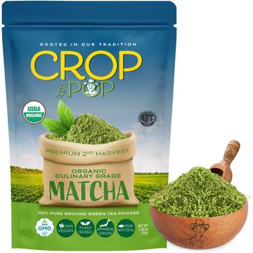 CROP BY POP - USDA Organic Culinary Grade Matcha Powder Green Tea Powder, (1.06 Oz) Authentic Japanese Origin, Non GMO Certified