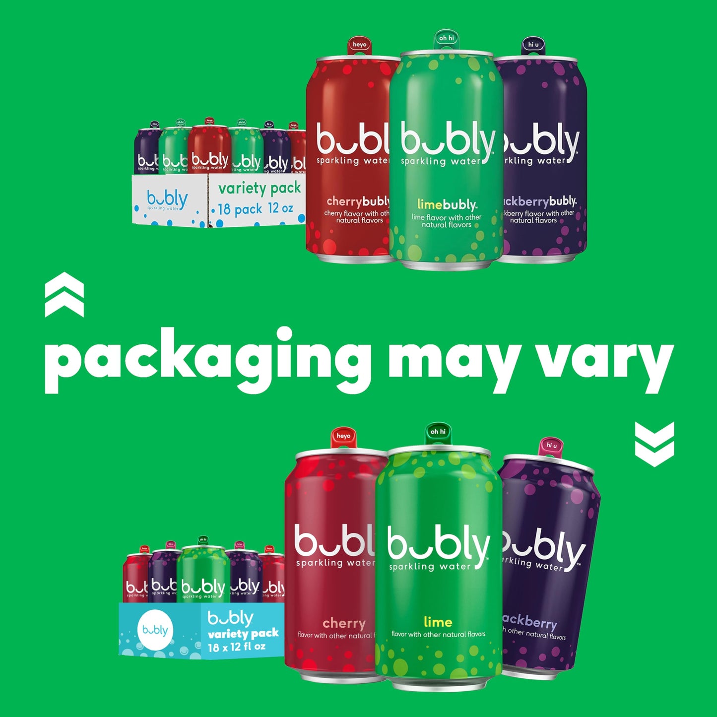 Bubly Sparkling Water, Lime Yours 3 Flavor Variety Pack (Lime, Cherry, Blackberry), Zero Sugar & Zero Calories, Seltzer Water, 1