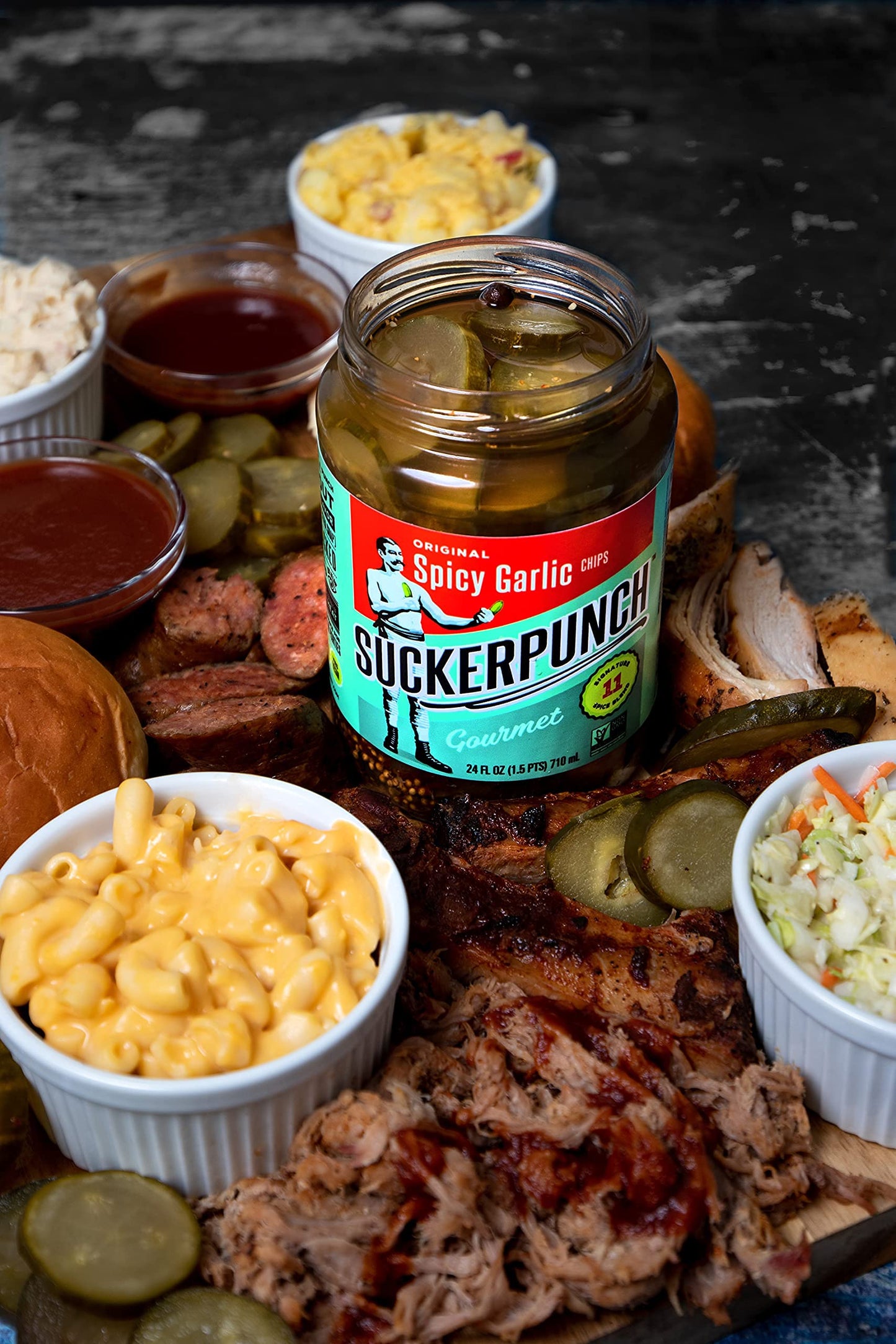 Suckerpunch Gourmet Spicy Bread N' Better Pickle Chips 24 Ounce, 2-Pack