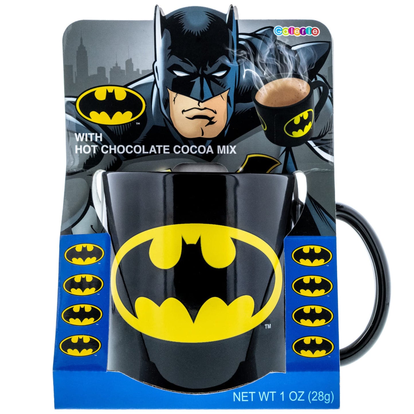 Galerie Dc Comics Batman Jumbo Mug Gift Set With Hot Chocolate Mix, Christmas Coffee Cup And Cocoa Powder, 1 Ounce