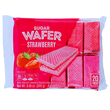 BOSS CLASS Strawberry Sugar Wafers - 20 Packs, 8.46oz Total, Crispy Cookies, 6.5x9.5x1.5 inches, Red